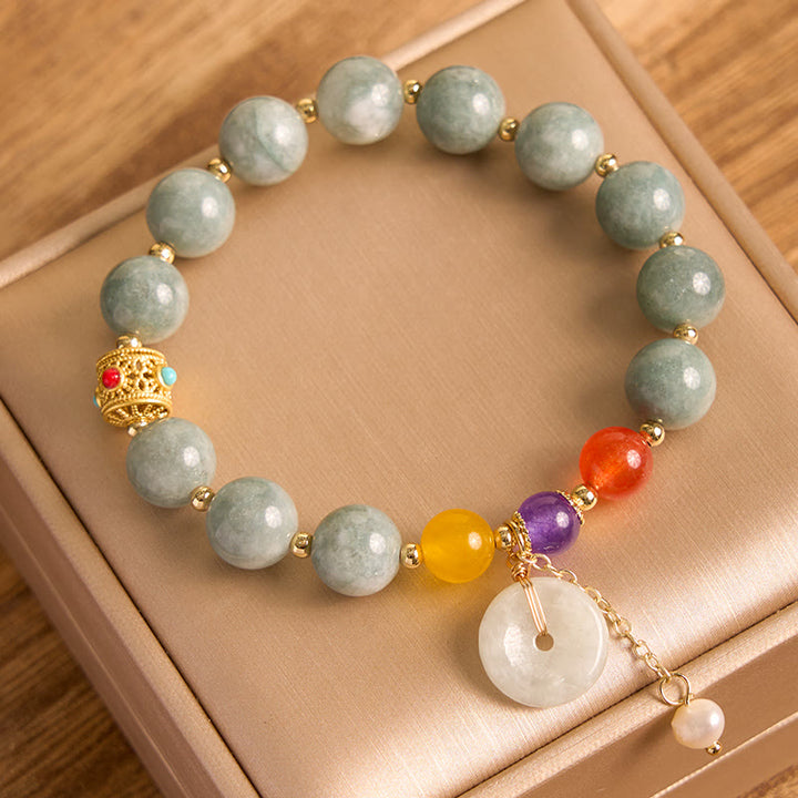 Bracelet de confiance avec breloque en jade et agate rouge et Buddha Stones