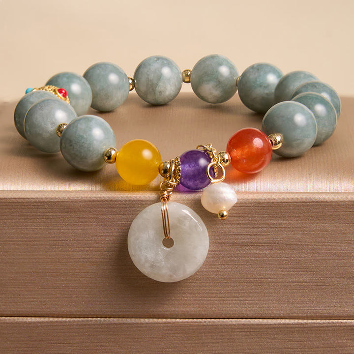 Bracelet de confiance avec breloque en jade et agate rouge et Buddha Stones