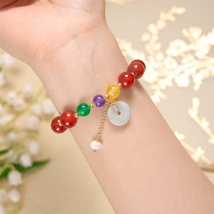 Bracelet de confiance avec breloque en jade et agate rouge et Buddha Stones