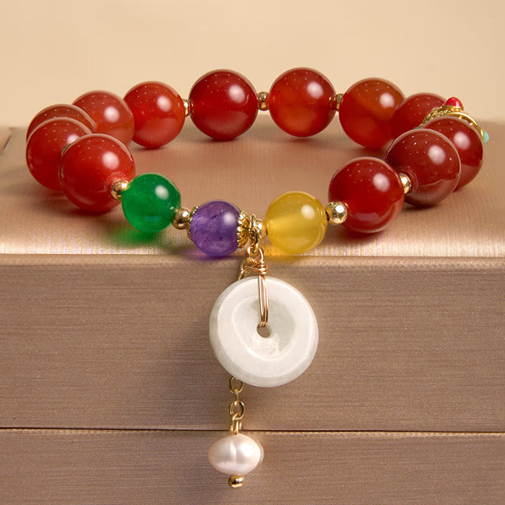 Bracelet de confiance avec breloque en jade et agate rouge et Buddha Stones