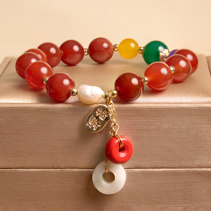 Bracelet de confiance avec breloque en jade et agate rouge et Buddha Stones