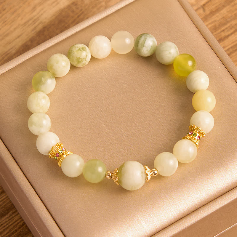 Bracelet d'abondance en jade vert raisin Buddha Stones