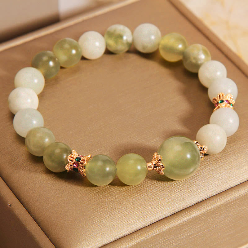 Bracelet d'abondance en jade vert raisin Buddha Stones