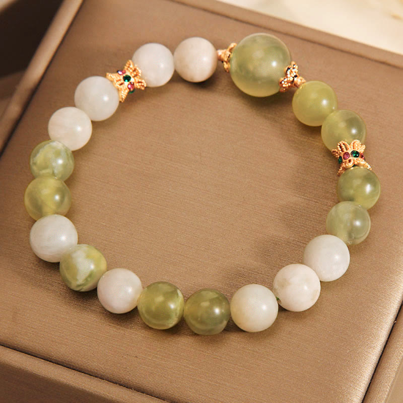 Bracelet d'abondance en jade vert raisin Buddha Stones