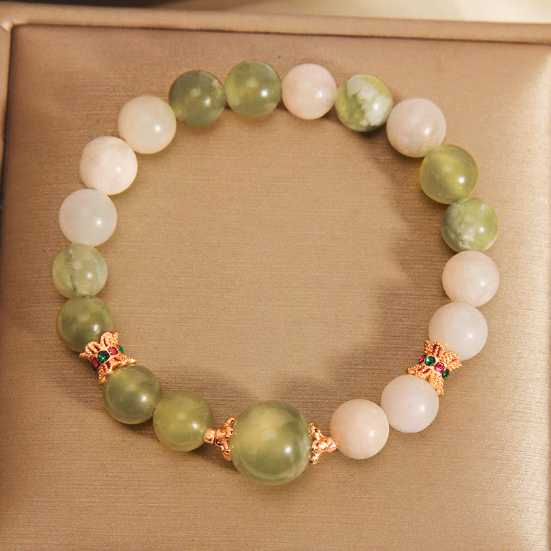 Bracelet d'abondance en jade vert raisin Buddha Stones