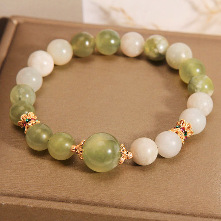 Bracelet d'abondance en jade vert raisin Buddha Stones