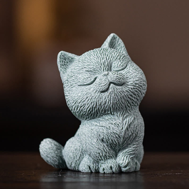 Buddha Stones Petit Chat Maison Thé Animal Figurine Décoration de Bureau - image 3