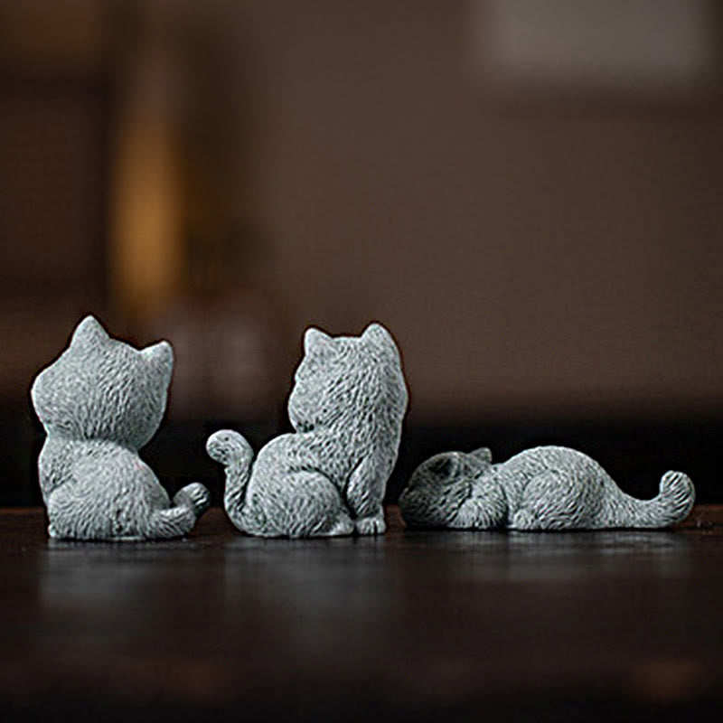 Buddha Stones Petit Chat Maison Thé Animal Figurine Décoration de Bureau - image 3