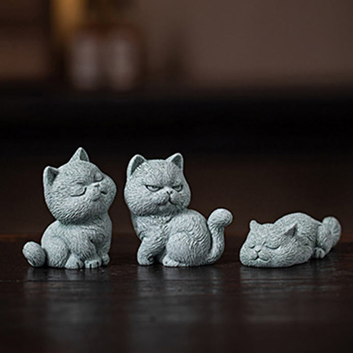 Buddha Stones Petit Chat Maison Thé Animal Figurine Décoration de Bureau - image 1