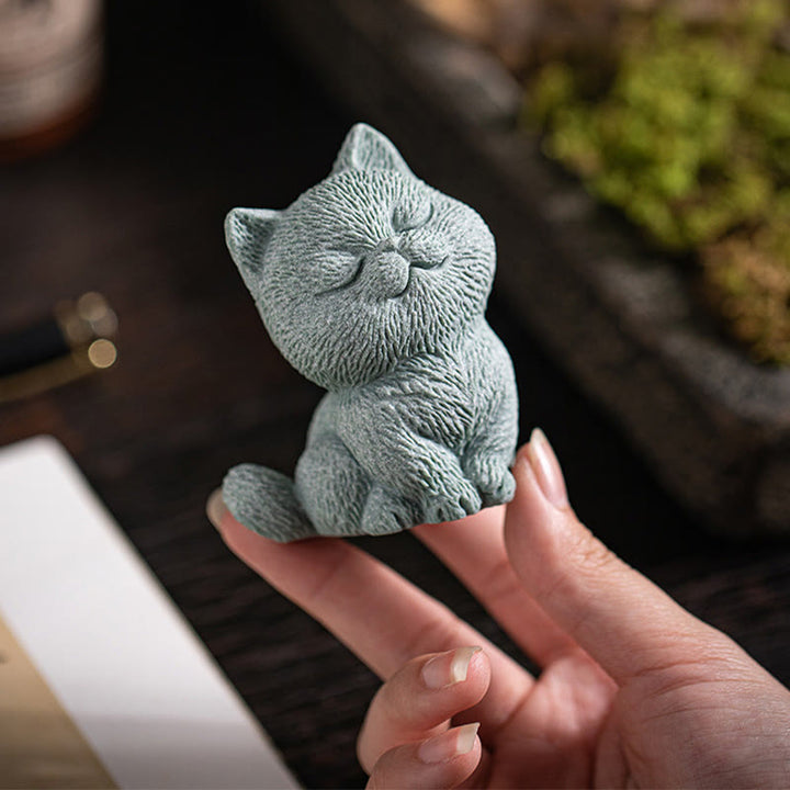 Buddha Stones Petit Chat Maison Thé Animal Figurine Décoration de Bureau - image 4