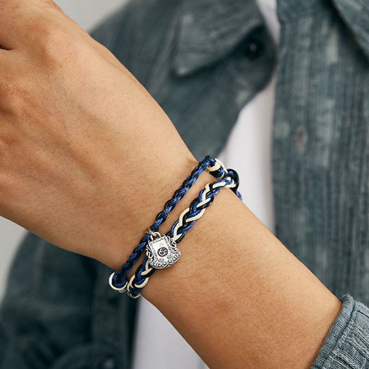 Bracelet de protection fait main en argent sterling 925 Buddha Stones Om Mani Padme Hum Swastika