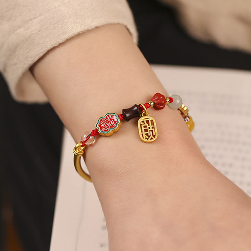 Bracelet tibétain en Buddha Stones , nuages de bon augure, fortune, bonheur, richesse, chance