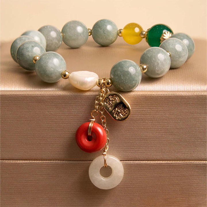 Bracelet de confiance avec breloque en jade et agate rouge et Buddha Stones