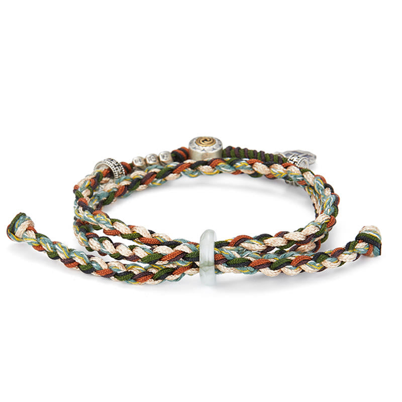 Bracelet porte-bonheur fait main en argent sterling 925 avec motif de blé Swastika et Buddha Stones