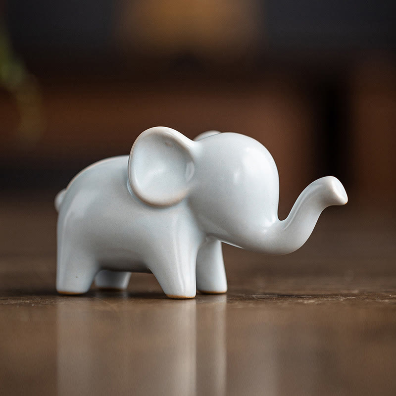Buddha Stones Petit Éléphant En Céramique Maison Thé Animal Figurine Décoration De Bureau