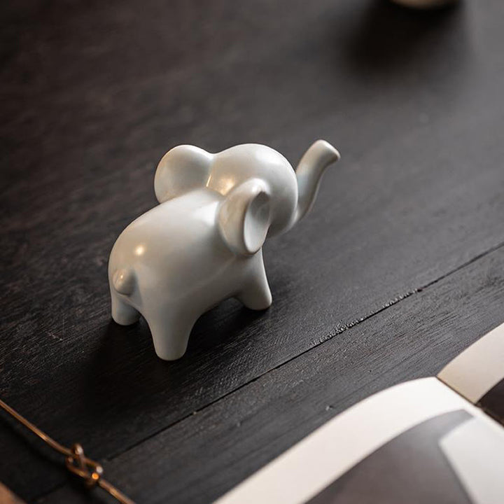 Buddha Stones Petit Éléphant En Céramique Maison Thé Animal Figurine Décoration De Bureau