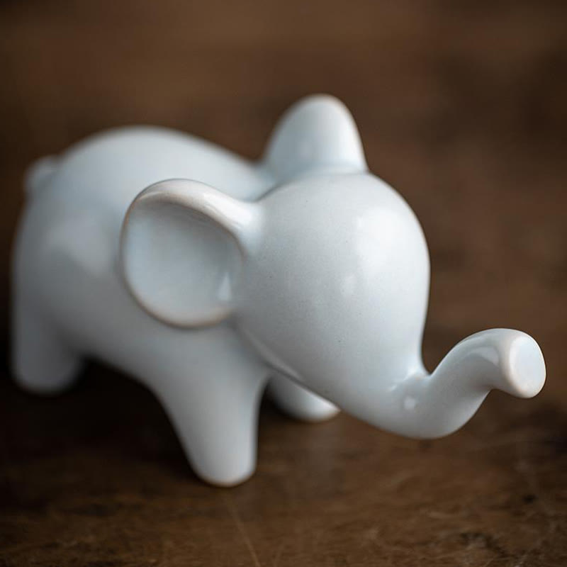 Buddha Stones Petit Éléphant En Céramique Maison Thé Animal Figurine Décoration De Bureau