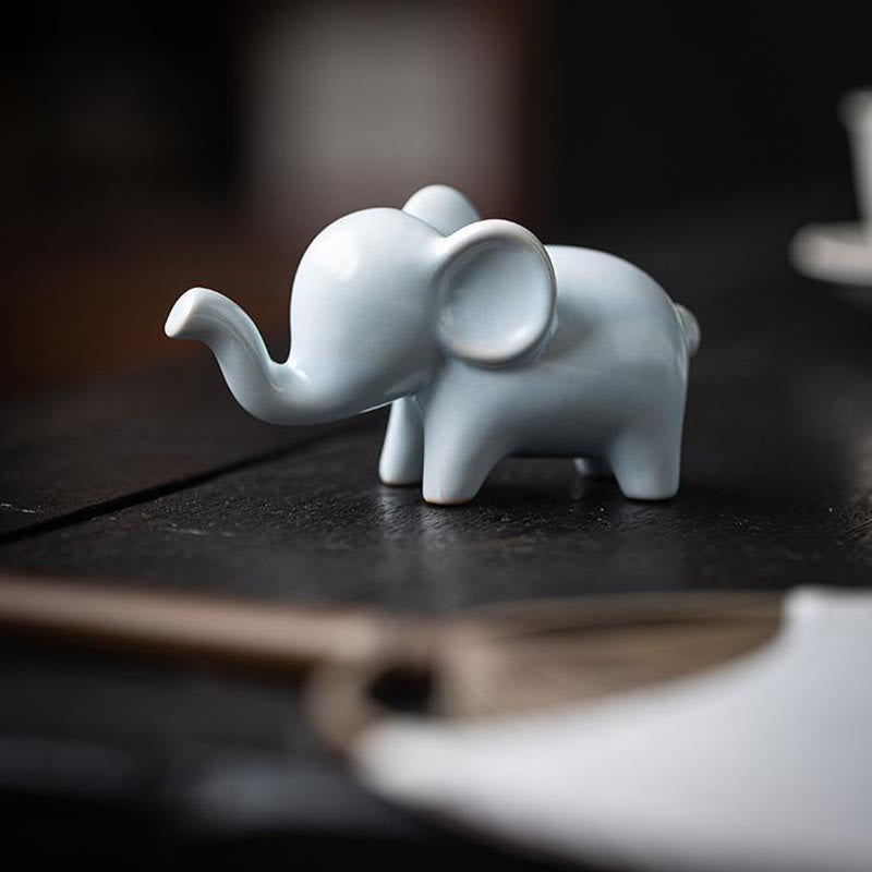 Buddha Stones Petit Éléphant En Céramique Maison Thé Animal Figurine Décoration De Bureau