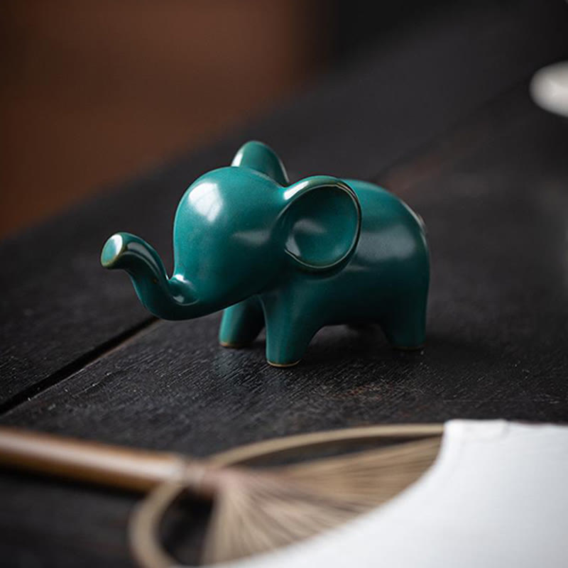 Buddha Stones Petit Éléphant En Céramique Maison Thé Animal Figurine Décoration De Bureau
