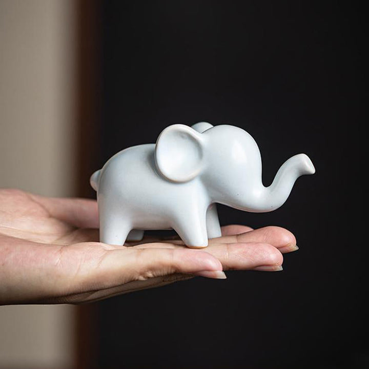 Buddha Stones Petit Éléphant En Céramique Maison Thé Animal Figurine Décoration De Bureau