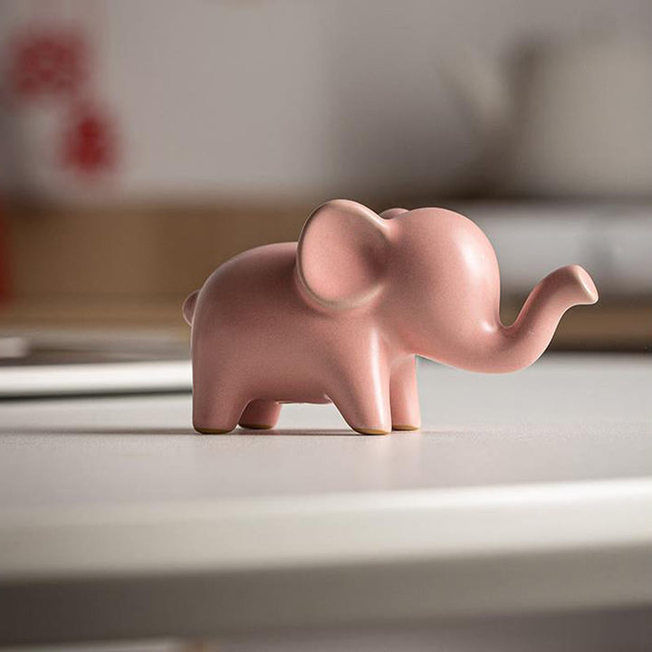 Buddha Stones Petit Éléphant En Céramique Maison Thé Animal Figurine Décoration De Bureau