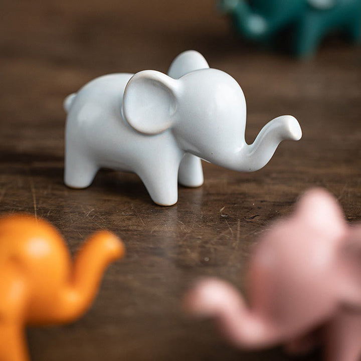 Buddha Stones Petit Éléphant En Céramique Maison Thé Animal Figurine Décoration De Bureau
