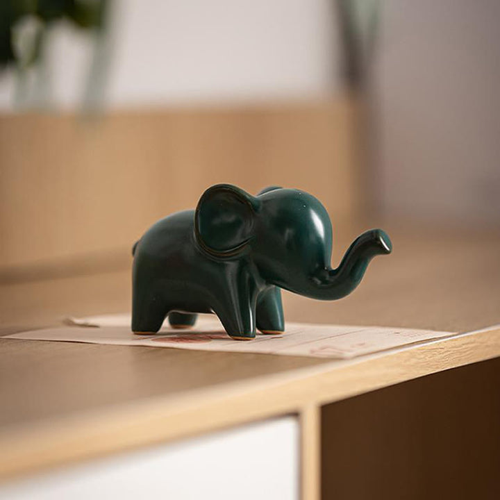 Buddha Stones Petit Éléphant En Céramique Maison Thé Animal Figurine Décoration De Bureau