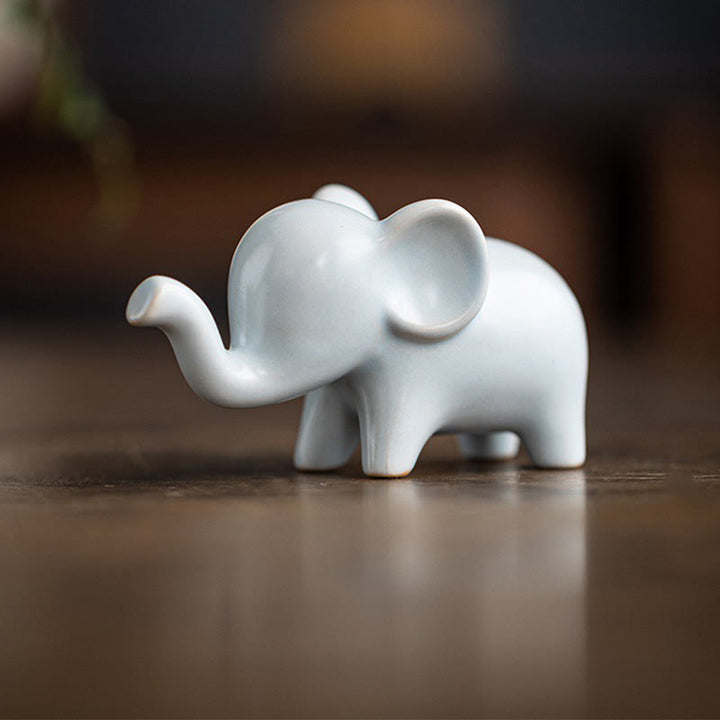 Buddha Stones Petit Éléphant En Céramique Maison Thé Animal Figurine Décoration De Bureau