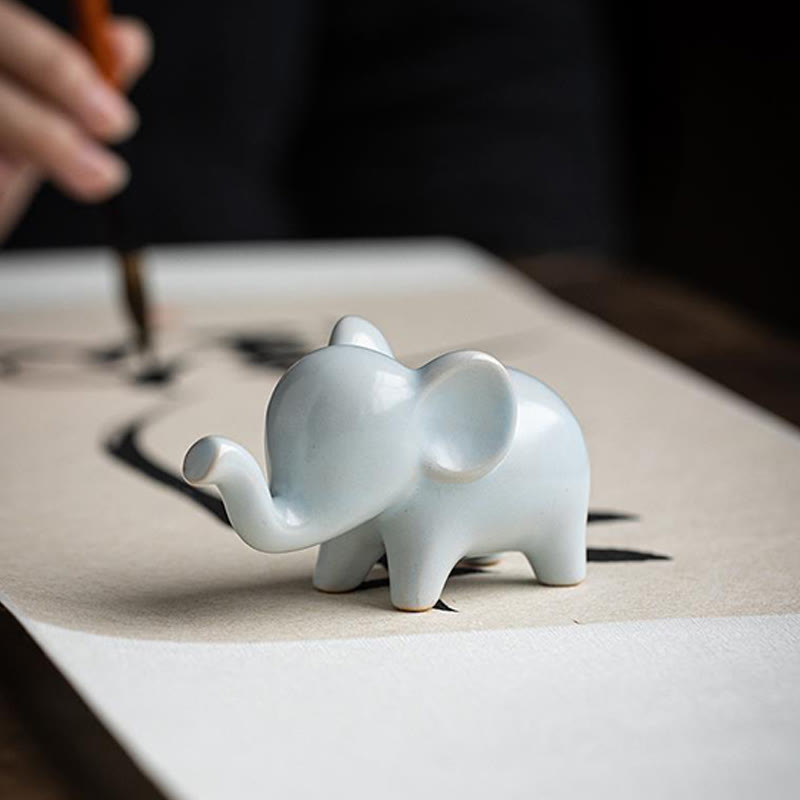 Buddha Stones Petit Éléphant En Céramique Maison Thé Animal Figurine Décoration De Bureau