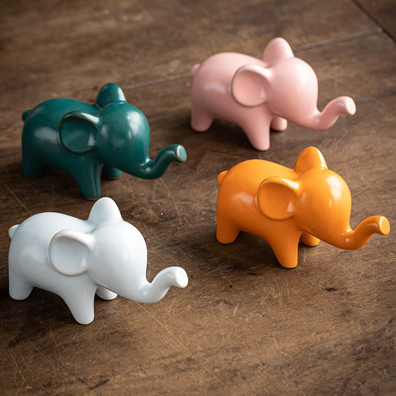 Buddha Stones Petit Éléphant En Céramique Maison Thé Animal Figurine Décoration De Bureau - image 1
