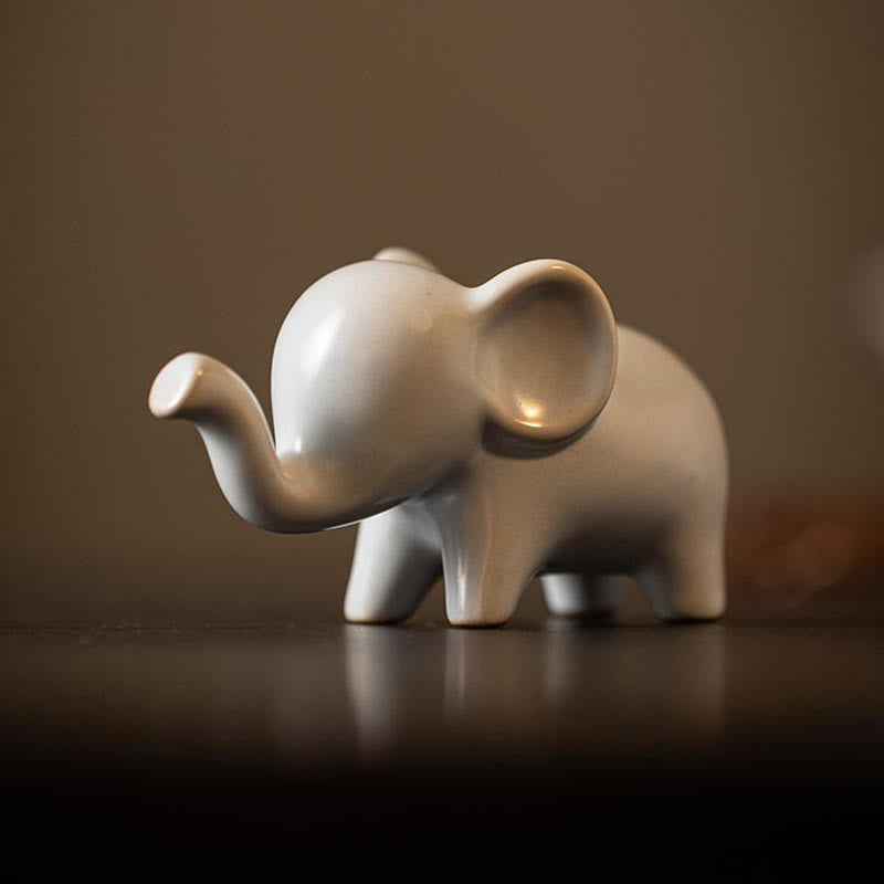Buddha Stones Petit Éléphant En Céramique Maison Thé Animal Figurine Décoration De Bureau