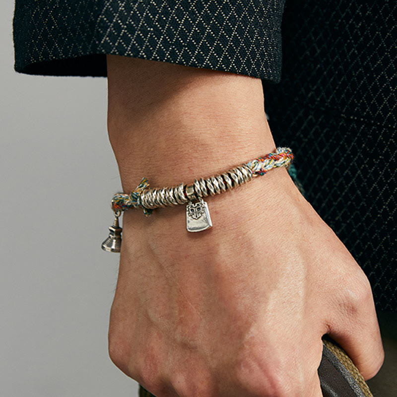 Bracelet de protection à plusieurs brins en argent sterling 925 fait main avec Buddha Stones