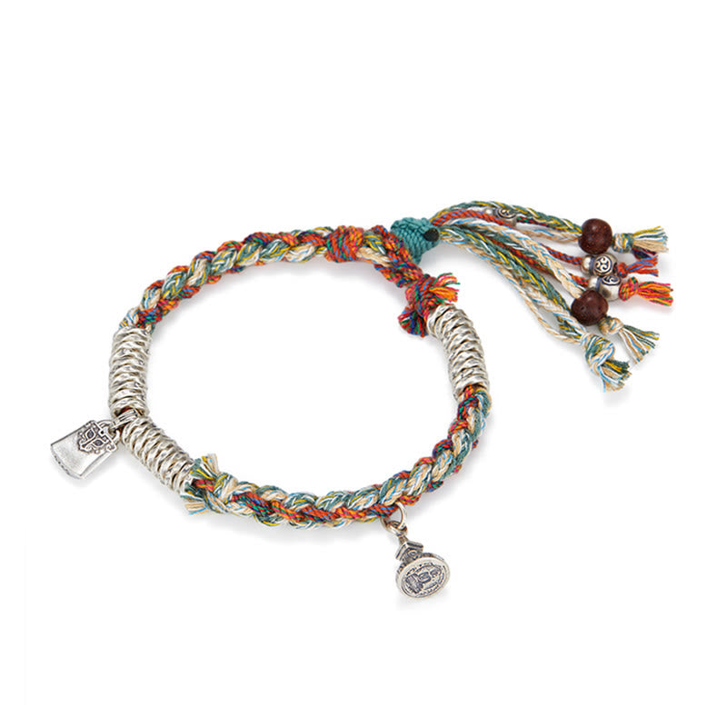 Bracelet de protection à plusieurs brins en argent sterling 925 fait main avec Buddha Stones