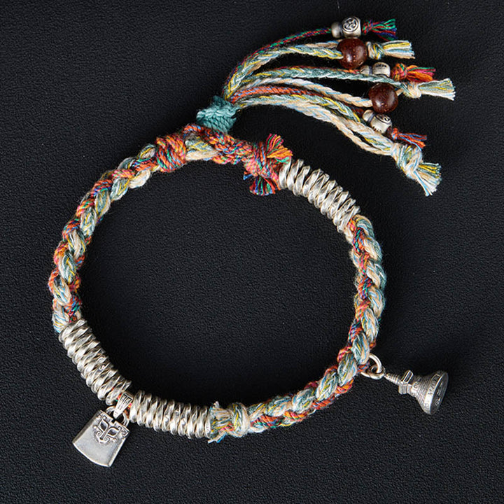 Bracelet de protection à plusieurs brins en argent sterling 925 fait main avec Buddha Stones