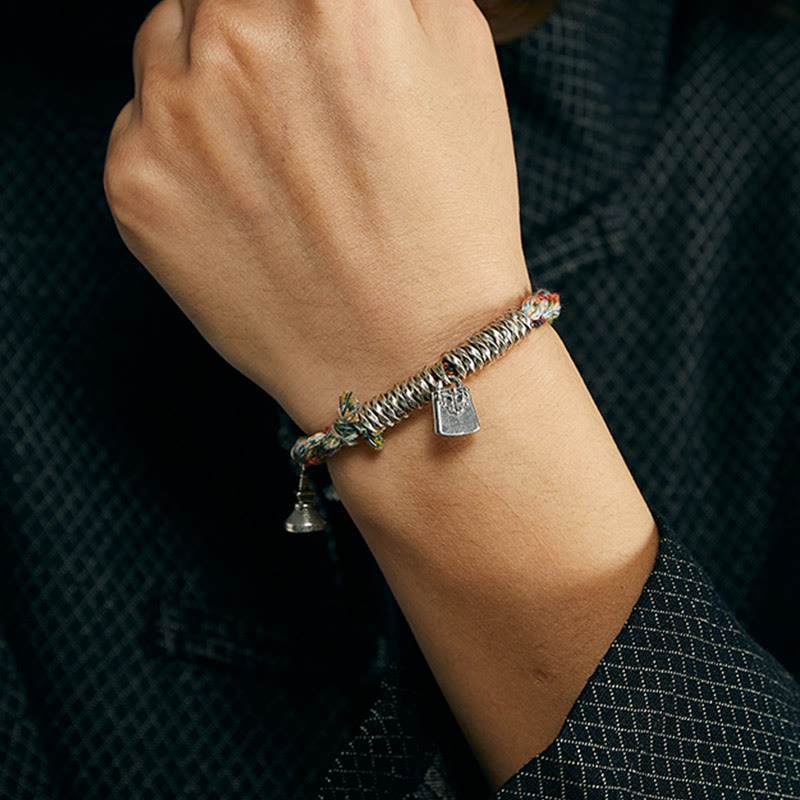 Bracelet de protection à plusieurs brins en argent sterling 925 fait main avec Buddha Stones