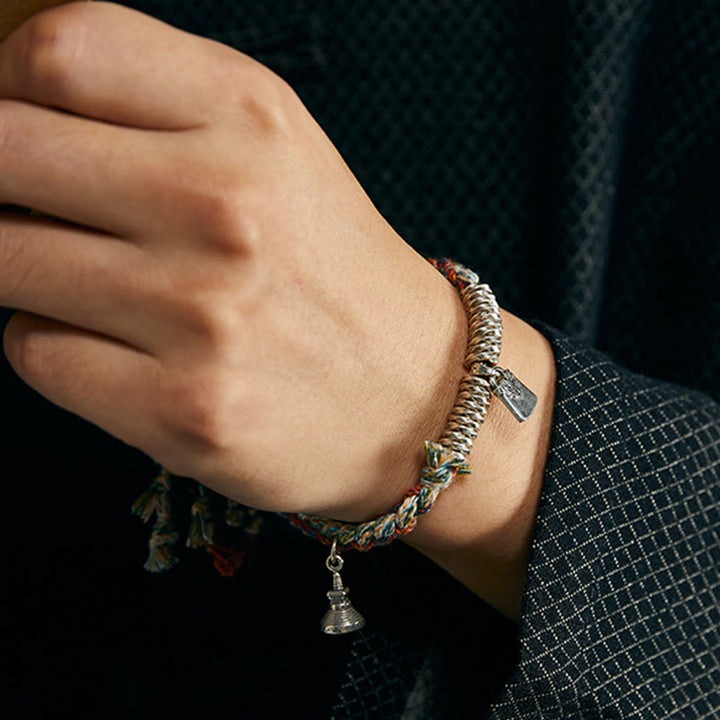 Bracelet de protection à plusieurs brins en argent sterling 925 fait main avec Buddha Stones