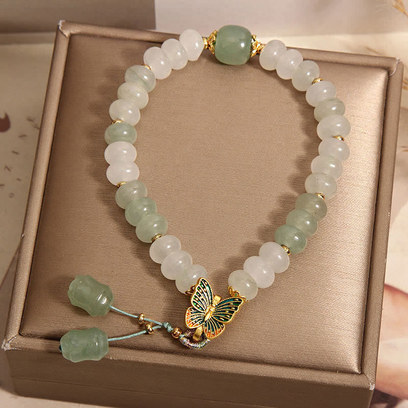 Bracelet de prospérité papillon en perles de boulier en jade Tianshan naturel avec Buddha Stones