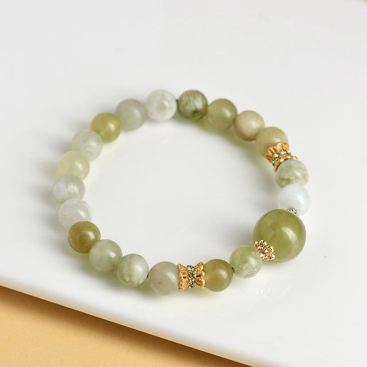 Bracelet d'abondance en jade vert raisin Buddha Stones