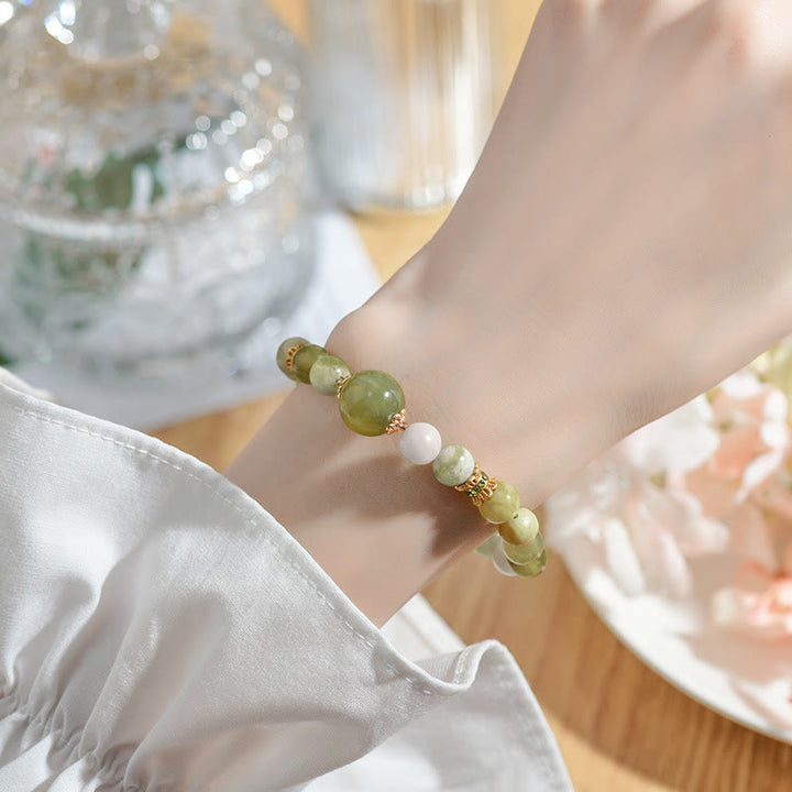 Bracelet d'abondance en jade vert raisin Buddha Stones