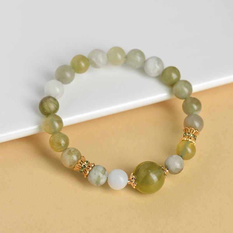 Bracelet d'abondance en jade vert raisin Buddha Stones