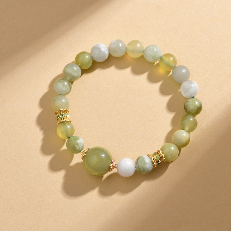 Bracelet d'abondance en jade vert raisin Buddha Stones