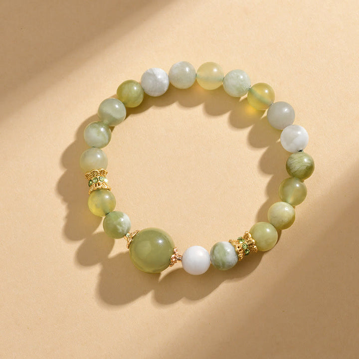 Bracelet d'abondance en jade vert raisin Buddha Stones