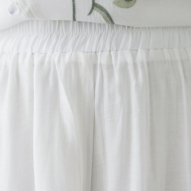 Ensemble 2 pièces t-shirt à manches courtes et pantalon à jambe large avec broderie de fleurs Buddha Stones - image 23