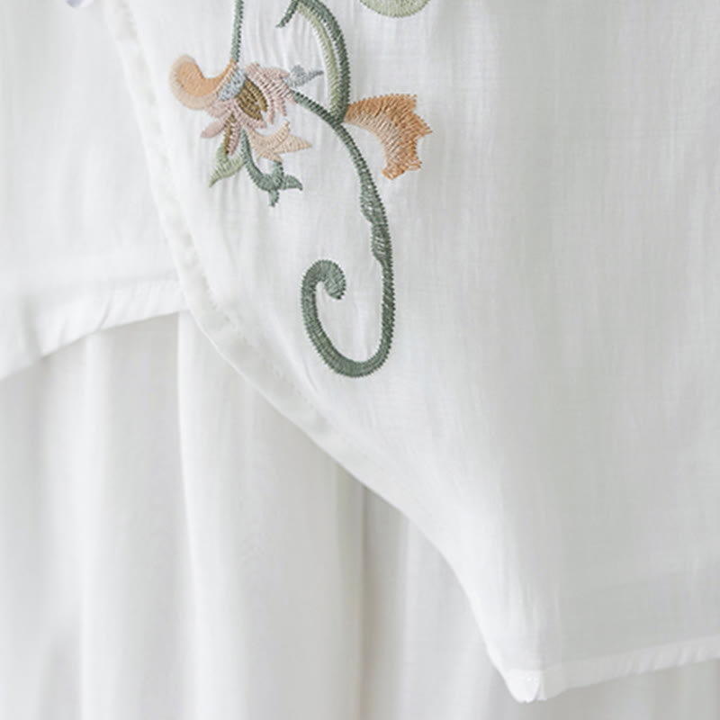 Ensemble 2 pièces t-shirt à manches courtes et pantalon à jambe large avec broderie de fleurs Buddha Stones - image 19