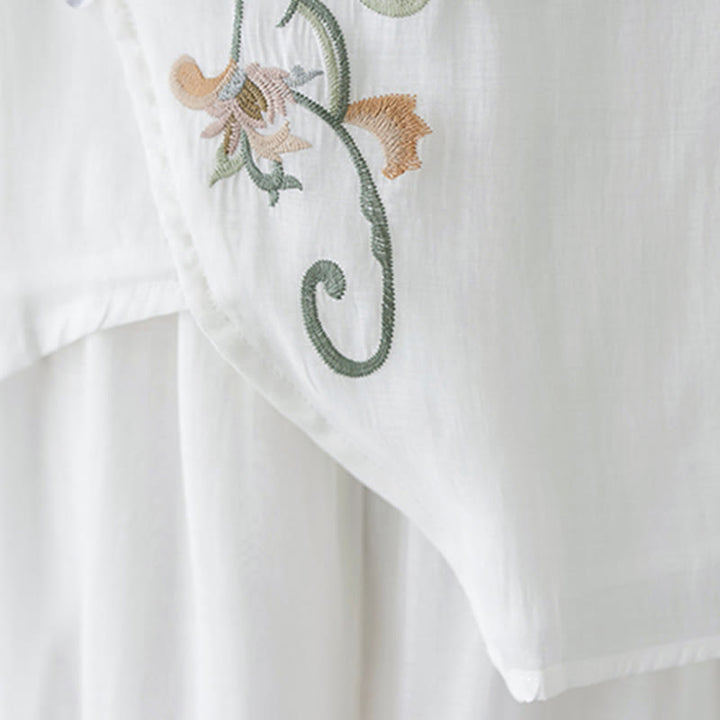 Ensemble 2 pièces t-shirt à manches courtes et pantalon à jambe large avec broderie de fleurs Buddha Stones - image 19