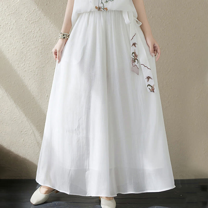 Ensemble 2 pièces t-shirt à manches courtes et pantalon à jambe large avec broderie de fleurs Buddha Stones - image 22