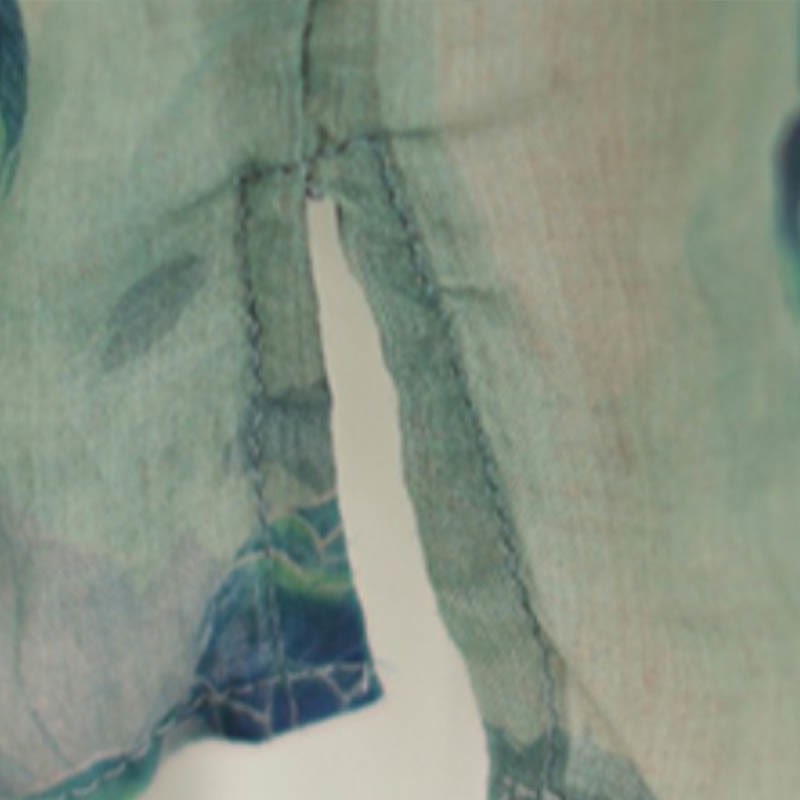 Chemise en lin ramie à manches trois-quarts et motif fleurs de jacaranda bleu grande taille Buddha Stones - image 12