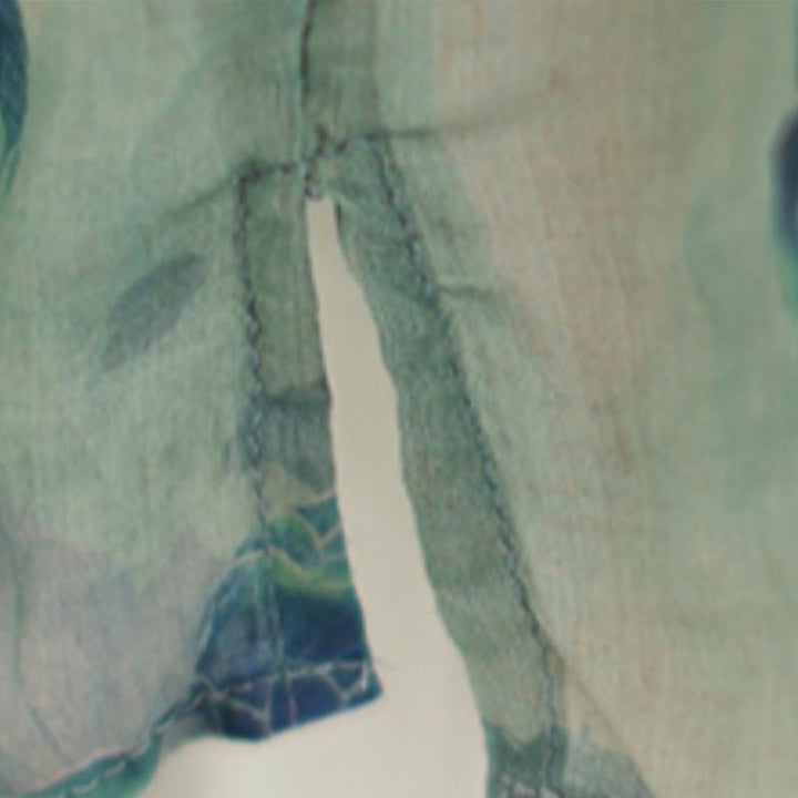 Chemise en lin ramie à manches trois-quarts et motif fleurs de jacaranda bleu grande taille Buddha Stones - image 12