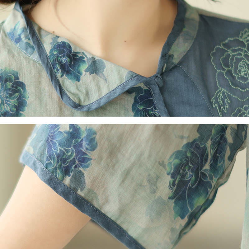 T-shirt à manches trois-quarts Buddha Stones GRANDES TAILLES, motif fleur de jacaranda bleue - image 9