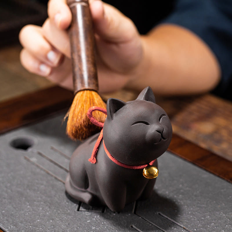 Figurine de chat miniature en argile violette représentant un joli chat en Buddha Stones , décoration de bureau
